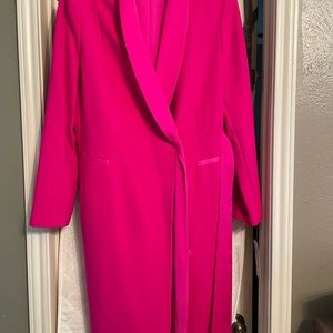 Tahari Blazer Dress with Tie in Shocking Pink